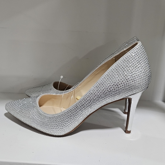 jessica simpson lindiza  rhinestones sparkly silver heels  size 10 - Picture 1 of 10